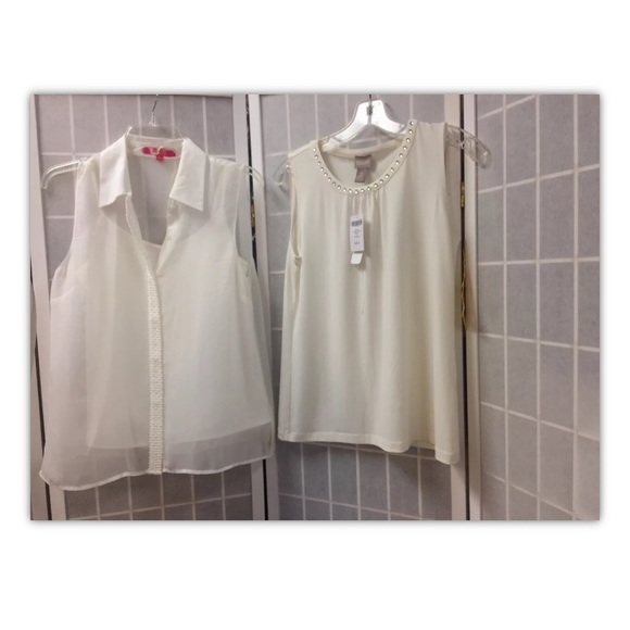 Chico’s/Catherine,blouses(2),white,formal, sizeS.: - Picture 2 of 12